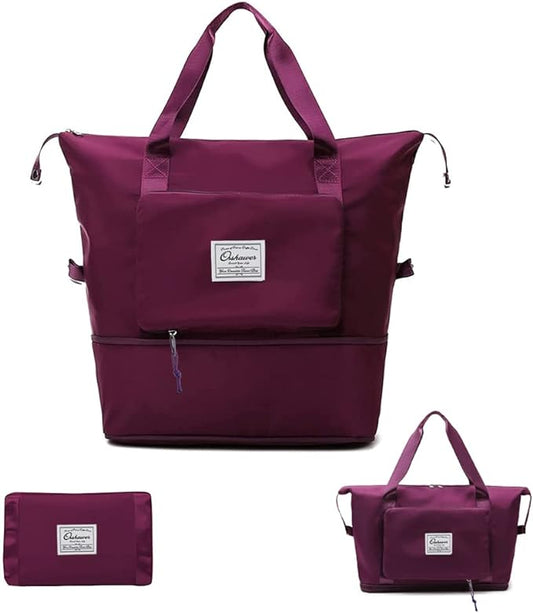 Large Capacity Foldable Travel Bag Expandable Portable Carry on Bag Dry&Wet Separation Sports Duffel Bags