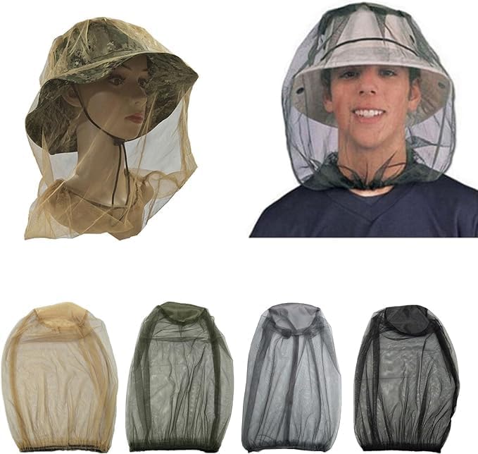 Golden Mosquitoes Head Net Mesh Face Neck Fly Netting Hoods from Protections Screen Net for Camping Travel Hiking Mosqui Fishing Hats Accessories