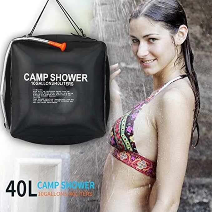 DS. DISTINCTIVE STYLE Camping Shower Bag 10 Gal/40 L Portable Solar Shower Bag with Removable Hose and On-Off Switchable Shower Head for Camping, Hiking, Traveling, Beach Swimming