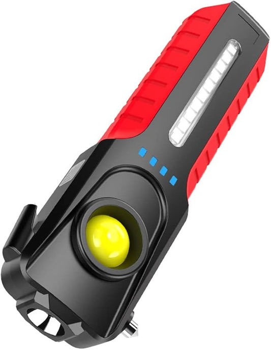 Car Flashlights for Emergencies, Window Breaker Seatbelt Cutter Multifunction LED Work Light, 4 Modes Bright COB Rechargeable Inspection Light for Car Repair, Household, Camping