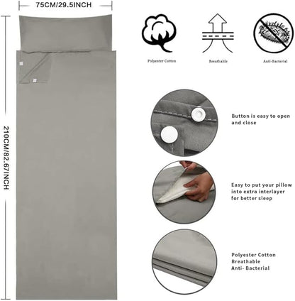 Travel and Camping Sheet Sleeping Bag Liner - Lightweight Compact and Portable Adult Sleeping Bag - Ideal for Traveling,Hostels and Camping
