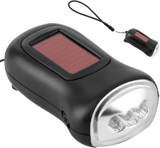 Super Bright Tactical Flashlight, Hand Crank Solar Powered Rechargeable Led Flashlight Portable Spotlight Mini Emergency Flashlight for Camping Hiking Field Survival Gear Power Outages