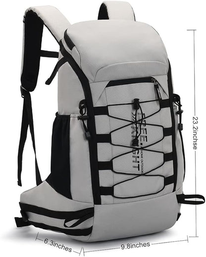 Bseash 40L Waterproof Hiking Camping Backpack with Rain Cover, Outdoor Sport Travel Daypack Rucksack for Skiing Cycling (Gray)
