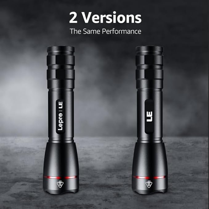 Lepro LED Rechargeable Flashlight, LP3000 High Lumens, Zoomable, Bright Flashlight, Waterproof, 5 Lighting Modes, Small Handheld Flashlight for Camping, Emergencies, USB Cable Included