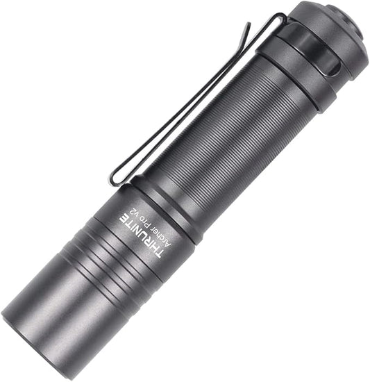 ThruNite Archer Pro V2 EDC Flashlight - 950 Lumens, USB-C Rechargeable, Tail Switch LED Penlight for Camping, Outdoor & Emergency - Cool White (Grey)