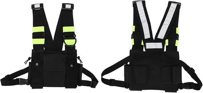 ASHATA Walkie Talkie Chest Bag Two Way Radio Universal Radio Chest Harness Bag Tactical Chest Front Pack Pouch Oxford Cloth for Hiking, Biking, Work, School, Camping