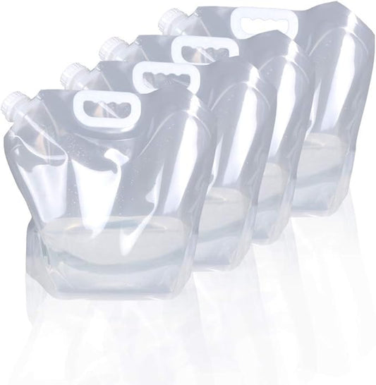 2.6 Gallon Collapsible Water Container Bag, BPA Free Food Grade Clear Plastic Storage Jug for Sport Camping Riding Mountaineer,Freezable,Food Grade (2.6 Gal, 4-pack)