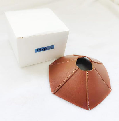 Small Leather Lampshade - Vintage Type Decoration - Flashlight Spotlight - Camping - Hand Stitched (Brown)
