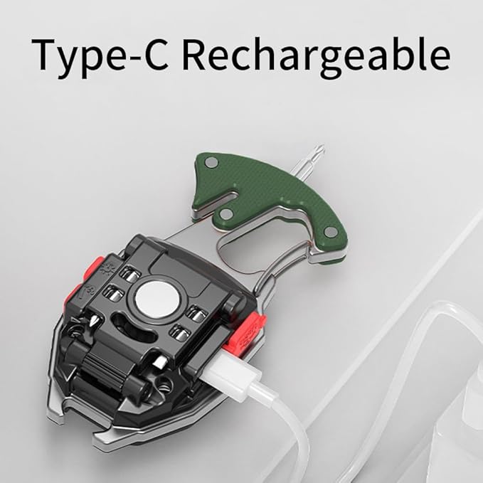 LED Small Keychain Flashlight Multitool, Rechargeable Light, High Lumens Super Bright COB Mini Work Light, 7 Lighting Modes with Electric Lighter, Seat Belt Cutter, Screwdriver, Whistle