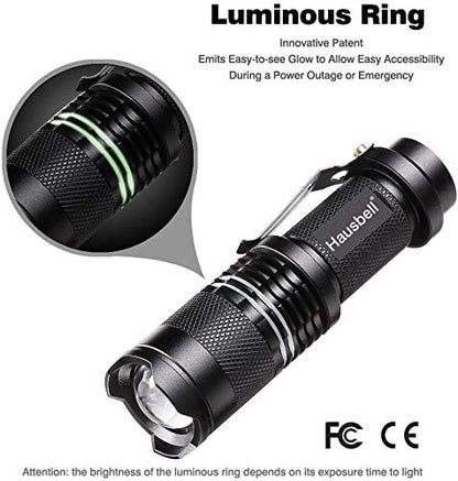 HAUSBELL Flashlights, Handheld Flashlights, Upgraded 7W Mini LED Flashlights, Tactical Flashlights High Lumens, Zoomable 3 Modes Flash Light for Kids Indoor Outdoor Hiking Camping, 8 Pack