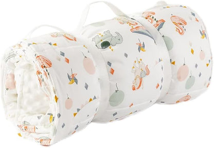 Bunnikins & Clover Toddler Nap Mat with Removable Pillow, Nap Mats for Preschool, Easy Clean Toddler Nap Pad for Kindergarten, Kids Sleeping Bag for Travel Camping