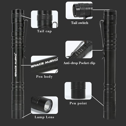 Pen Light Flashlight, Bright Small Handheld Pocket Flashlight, 3 Modes Mini Small Flashlights High Lumens with Clip LED Pen Flashlight for Camping Emergency Inspection Outdoor, 5 Pack