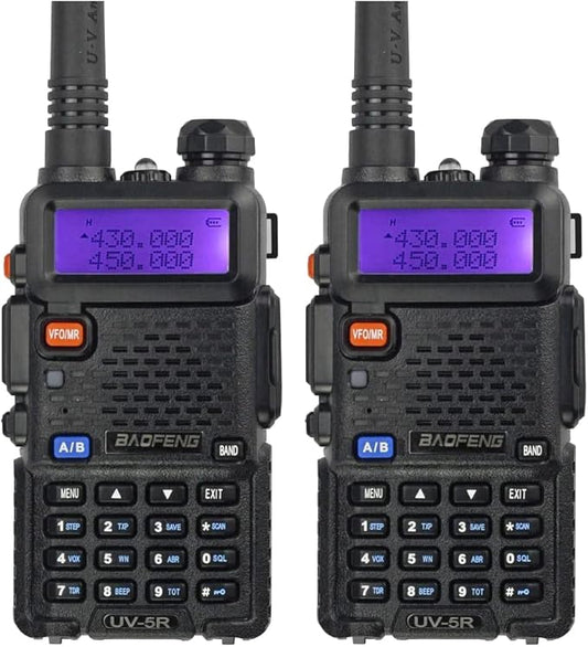 BAOFENG UV-5R Two Way Radio Handheld Ham Radio Dual Band Walkie Talkie(2PACK, Black)