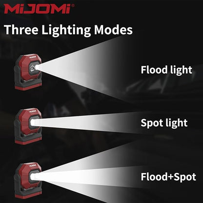 W30 Led Work Light Rechargeable Magnetic Worklight with 360 Degrees Rotate Base, Hook, Waterproof Flashlight for Car Repair Camping Job Site Lighting