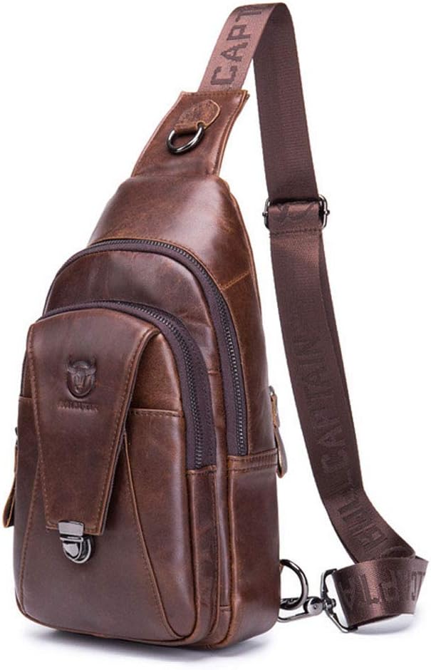 KPYWZER Vintage Leather Sling Bag Bags for Men Women Backpack Shoulder Messenger Crossbody Outdoor Travel Hiking Camping Tactical Chest Pack Daypack Brown