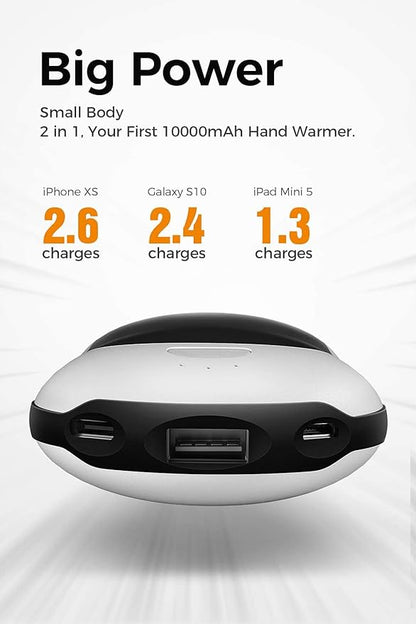 OCOOPA Hand Warmers Rechargeable, 10000mAh Electric HandWarmer, 15hrs Hands Heater, Portable Charger, 3 Levels Heating, Perfect for Golf, Hunting, Camping Gifts, H01