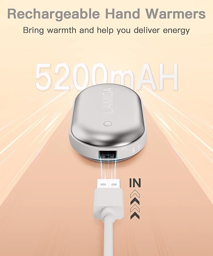 Hand Warmers Rechargeable,Electric Hand Warmer Reusable,5200mAh Portable Powerbank,Hot Hand Pocket Heater for Outdoor Camping and Hunting,The Best Gift for Winter.