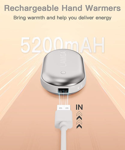 Hand Warmers Rechargeable,Electric Hand Warmer Reusable,5200mAh Portable Powerbank,Hot Hand Pocket Heater for Outdoor Camping and Hunting,The Best Gift for Winter.