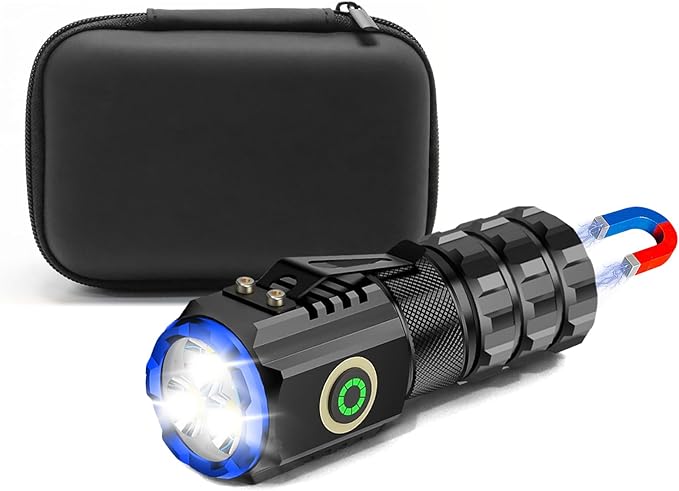 Portable LED Mini Flashlight, Rechargeable EDC Small Pocket Flashlight 6 Lighting Modes w/Magnet Clip Waterproof for Camping Hiking Night Walking Running Outdoor Emergency