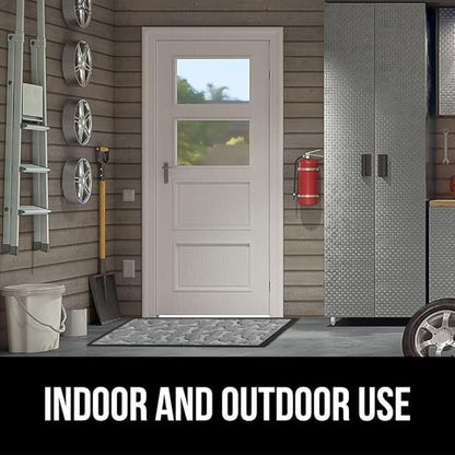 GORILLA GRIP 100% Waterproof All-Season WeatherMax Doormat, 47x35, Durable Natural Rubber, Stain and Fade Resistant, Low Profile Indoor Outdoor Door Mats, Easy Clean Patio Entry Mat, Light Gray Bones