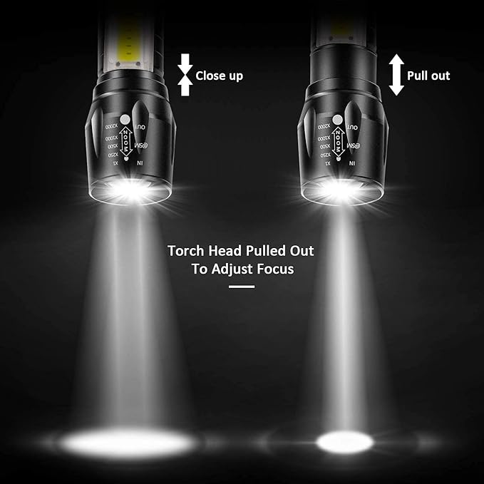 Led Flashlight Rechargeable USB Mini Torch Light, Ultra Brightest Small Flash Light Handheld Pocket Compact Portable Tiny Lamp with Side Lantern, High Powered Tactical Travel Flashlights 1 Pack