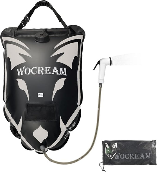 Camping Portable Solar Shower Bag, 25L, with On/Off Shower Head, for Camping, Beach Swimming, Outdoor Traveling, Camping Accessories