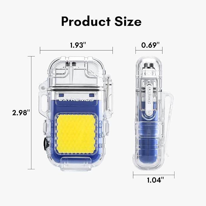 Extremus Blaze 360 Rechargeable Electric Lighters, Dual Arc Lighter, Windproof Plasma Lighter, Waterproof Lighter, Flameless Lighter with Whistle Lanyard for Camping (Blue Flash)