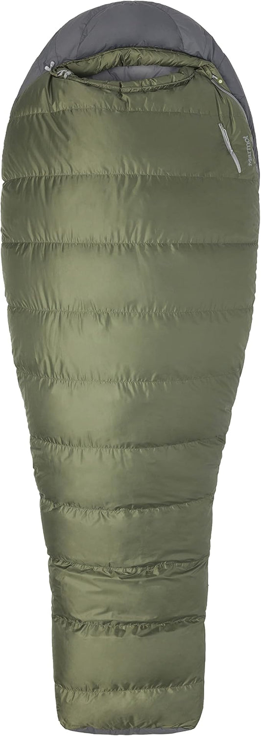 MARMOT Ironwood Mummy Sleeping Bag - 650 Fill Down, Lightweight, 30-Degree Rating, Bomber Green/Steel Onyx, Regular