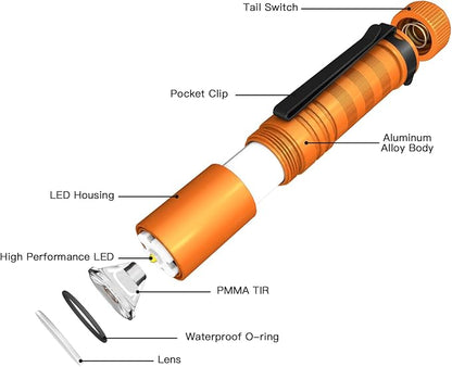 ThruNite BSS Saber 1015 Lumens AA Mini Flashlight Rechargeable, Small EDC Flashlight with Clip High Performance LED Light (Orange)