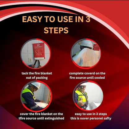 Emergency Fire Blanket Extinguisher Fire Blankets for Home 40" x 40" Fire Blanket to Smother a Kitchen. Fire Blankets are Simple to use by Pulling Down tabs (Pack 2)