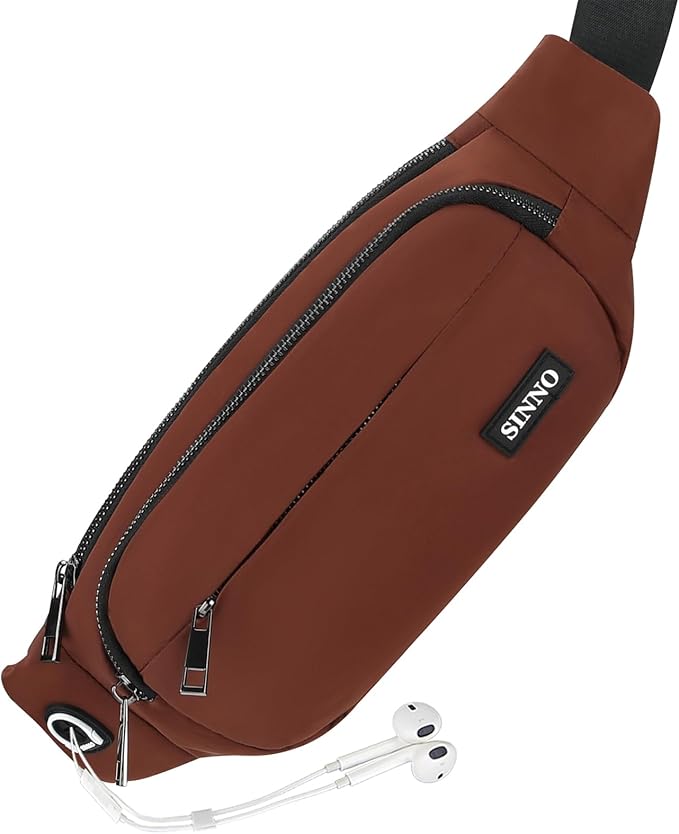 SINNO Large Crossbody Fanny Pack for Women Men Belt Bag With 4-Zipper Pockets for Travel Running Hiking Workout Dog Walking Outdoors Sport Fishing Waist Pack Bag Carrying All Phones