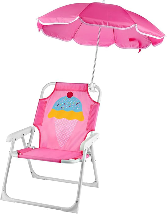 PLULON Kids Beach Chair with Umbrella Folding Lawn and Camping Chair with Summer Shade Children's Beach Chair for Beach Pool Travel Outdoor（for 1-5 Years Old）