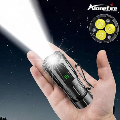 ALONEFIRE X63 Mini LED Flashlight Type C USB Rechargeable Bright 3 LED Light Source Small Torch 7 Modes Waterproof Long Battery Life with Tail Magnet, Clip, Battery for Outdoor, EDC Carry, Hiking
