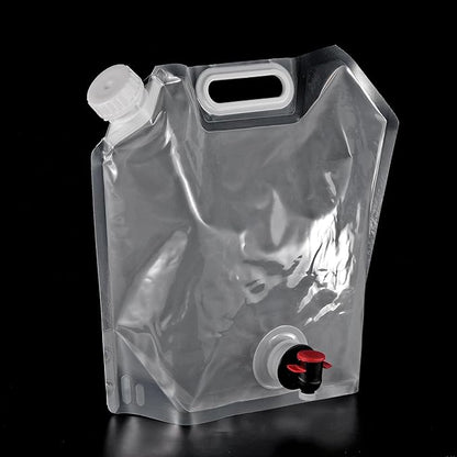 PATIKIL 1.3 Gallon Collapsible Water Container Bag with Spigot, PE Folding Water Jug Carrier for Camping, Hiking, Emergency Water Storage, White