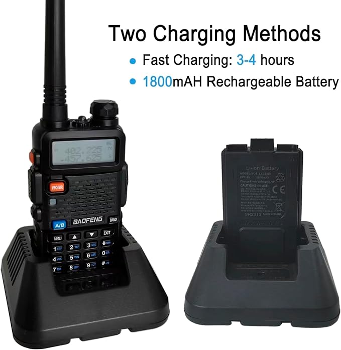 BAOFENG UV-5R Radio, Handheld Ham Radios Long Range, Dual Band Programmable Two Way Radios with Programming Cable, Portable Amateur HT Radio(2 Pack)