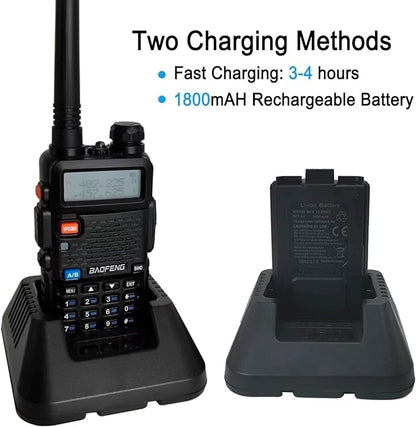 BAOFENG UV-5R Radio, Handheld Ham Radios Long Range, Dual Band Programmable Two Way Radios with Programming Cable, Portable Amateur HT Radio(2 Pack)