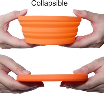 Silicone Expandable Collapsible Bowl for Travel Camping Hiking (Orange(S))