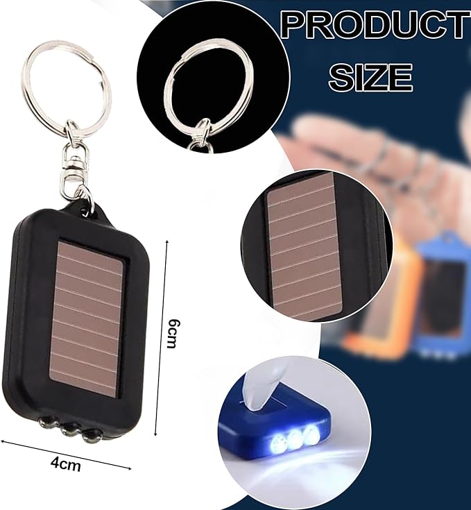 10 Pack Solar Mini Keychain Light Pocket Tiny LED Flashlight Rechargeable, Bright Small Flashlights Torch for EDC, Emergency, Power Outage,Camping, Party Favors (Orange)