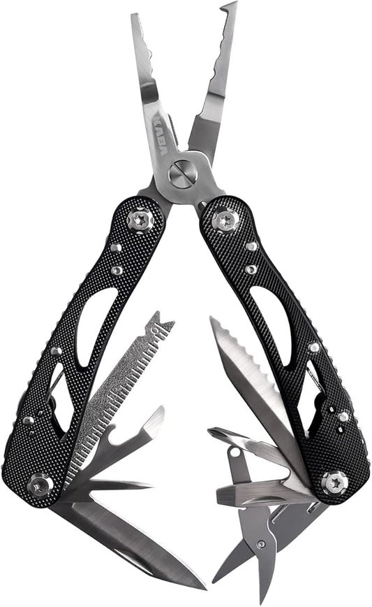 Kaba 12-in-1 Multitool Pliers of Fishing Tools, Professional Stainless Steel Multitool Pliers,Pocket Knife,Bottle Opener,Apply to Survival,Camping, Hunting and Hiking DIY Gifts for Men