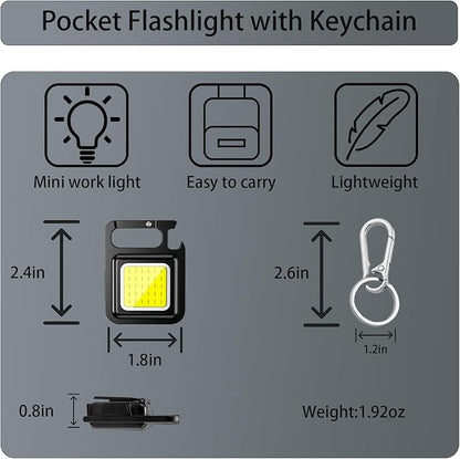 COB Keychain Work Light Keychain LED Flashlight and 4 Keychains with 4 Lighting Modes, Perfect for Daily Carrying, Emergency Camping, Outdoor use, and Holiday Gifts (5)