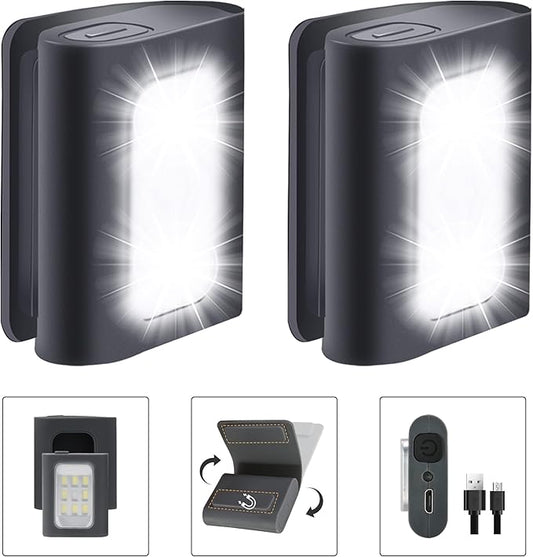 Clip on Running Lights, 2Pack Rechargeable Night Light with Strong Magnet Reflective, LED Running Lights 3 Modes Brightness with Red Strobe for Runners Joggers Camping Hiking Walking Outdoor Adventure