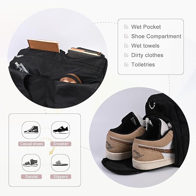 Yoga Bag for Women – 17 Inch Waterproof 210D Polyester, Detachable Strap, Insulated Tumbler Pocket, Double Zipper, Ventilated Gym Tote