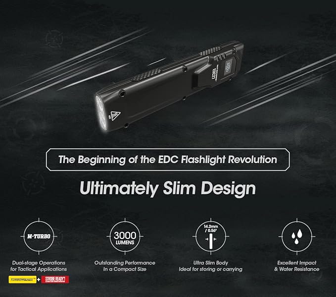 EdisonBright Nitecore EDC27 3000 Lumen USB Rechargeable slim body LED flashlight Brand Charging Adapter