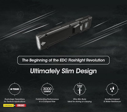 EdisonBright Nitecore EDC27 3000 Lumen USB Rechargeable slim body LED flashlight Brand Charging Adapter