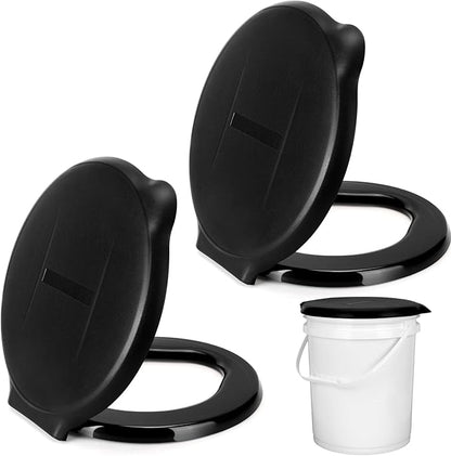 Glenmal 2 Pcs Emergency Portable Toilet Seat for 5 Gallon Bucket Outdoor Toilet Bucket Seat with Lid Toilet Cover for Camping Hiking Adults Kids