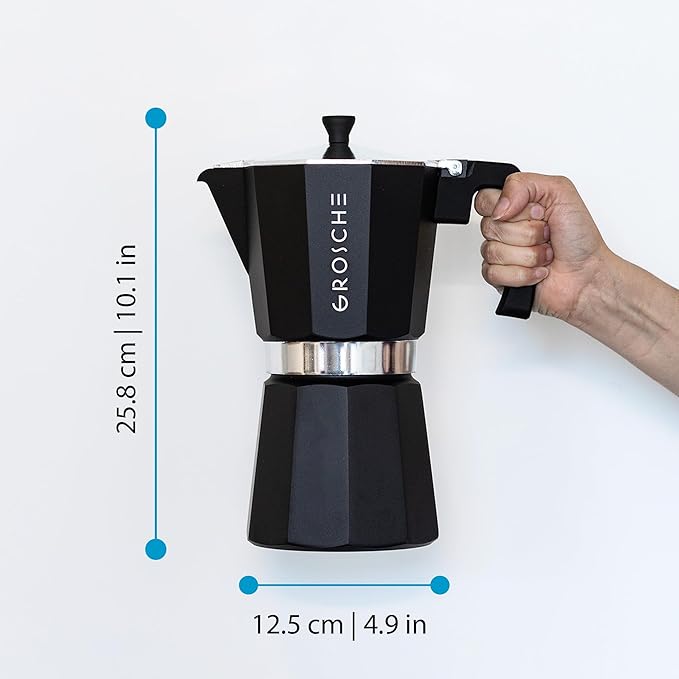 GROSCHE Milano Stovetop Espresso Maker Moka pot 12 espresso Cup - 23.6 fl oz, Black, Cuban Coffee Maker Stove top coffee maker Moka Italian espresso greca coffee maker brewer percolator