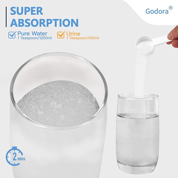 Godora ECO-Friendly Poo Gel Powder with Spoon, Fast-Absorbing Camping Toilet Chemicals, Rapidly Biodegradable Eco Gel for Portable Toilet, for Outdoor Portable Bedpans & Emergencies