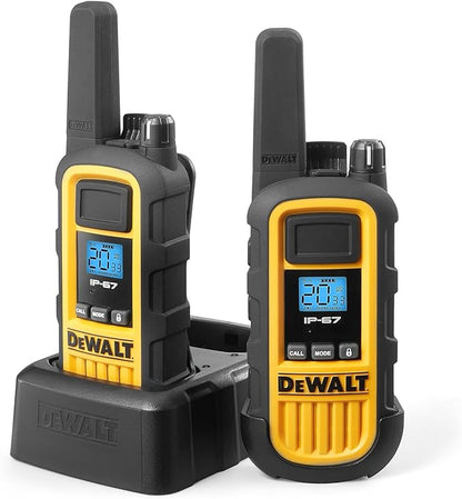 DEWALT DXFRS800 2 Watt Heavy Duty Walkie Talkies - Waterproof, Shock Resistant, Long Range & Rechargeable Two-Way Radio with VOX
