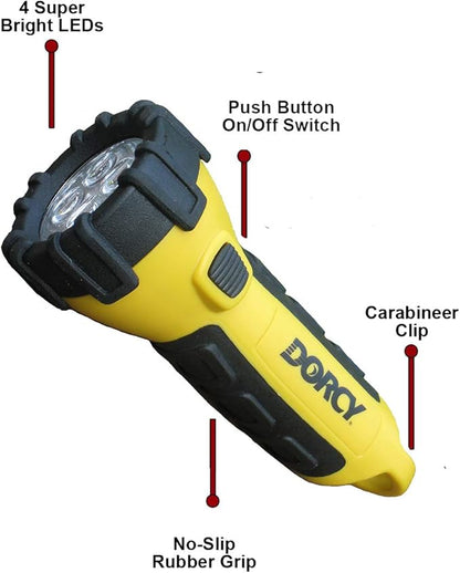 Dorcy 41-2524 2 pk Floating LED Flashlight with Carabineer Clip, 150 Lumens, Yellow