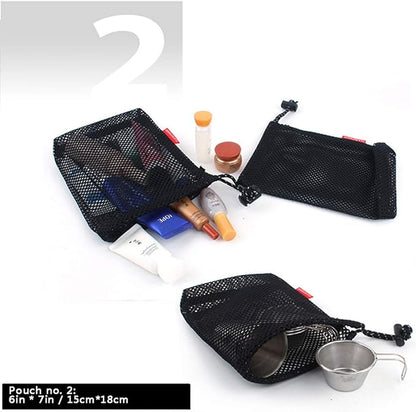 Drawstring Bags/Pouch/Ditty/Mesh-Stuff-Sack for Camping/Travel Cord/Bag - Storage 5-in-1 Travel Use Nylon 5 Pieces